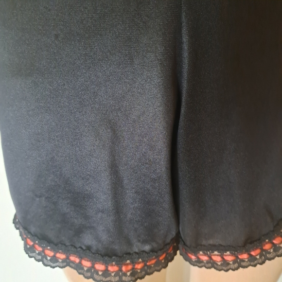 Vtg. 1960's Dupont Nylon Black and Red Rosette Teddy Sm - Picture 8 of 14